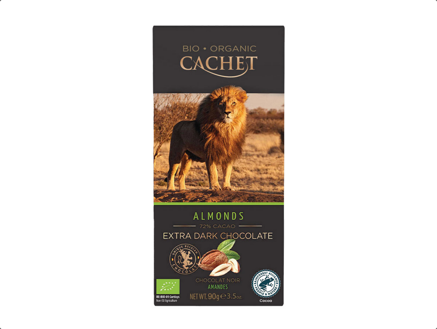 Cachet Mørk Chokolade m. mandler 72 %, Økologisk 100g